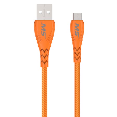 Mobilespec 10ft. Micro to USB Hi-Vis Charge and Sync Cables, Orange MB06714